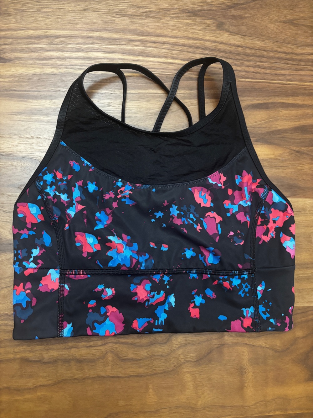 Lululemon Longline Sports Bra Black Floral-Print
